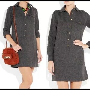 J.CREW Gray 100% Wool Herringbone Dress w Pockets